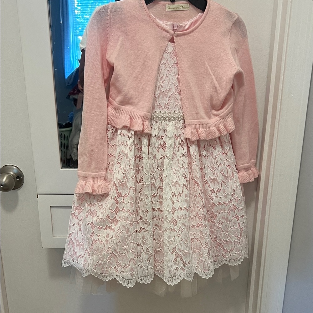 American Princess Pink and White Lace Dress